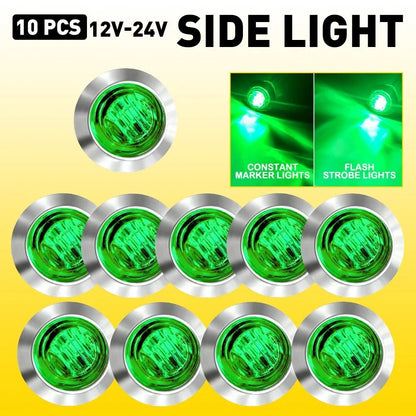 LED Strobe & Steady Marker Lights 3/4" Green (10X) for EV
