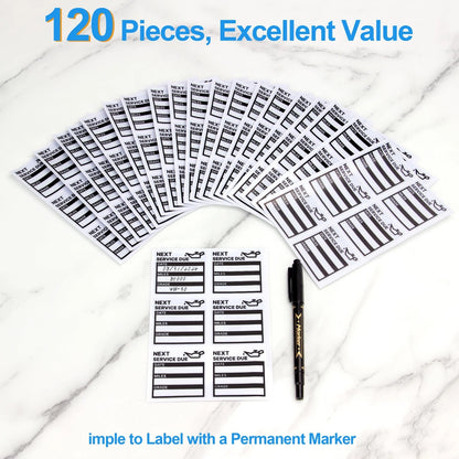 120 Pcs Oil Change Sticker Static Cling 2”x 2”