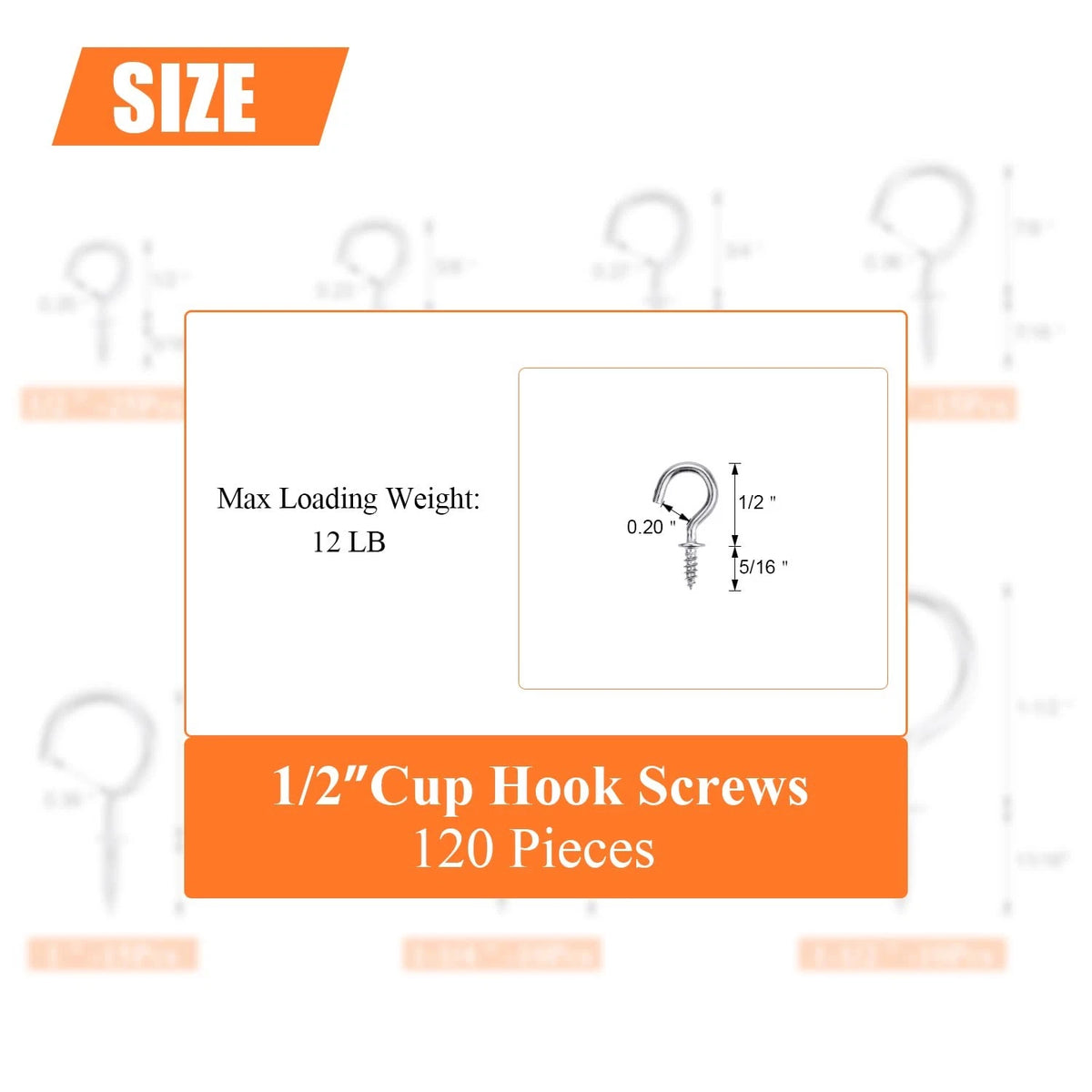 120 Pieces Cup Screw-in Ceiling Hanging Hooks for Various Applications
