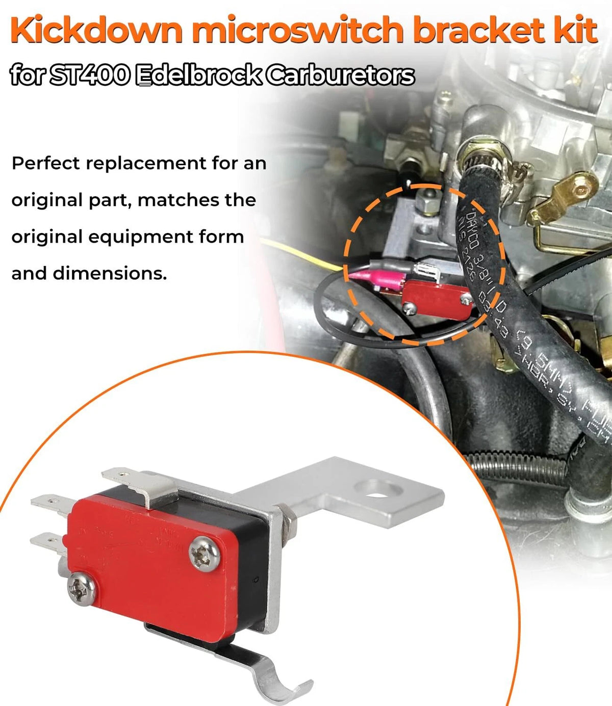 Kickdown Microswitch Bracket for Edelbrock Carburetors TH400 ST300 ST400