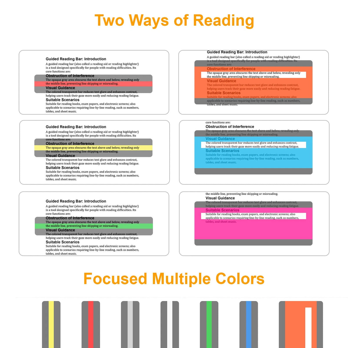20PCS Reading Guide Line Tracker Strips for Classroom Study