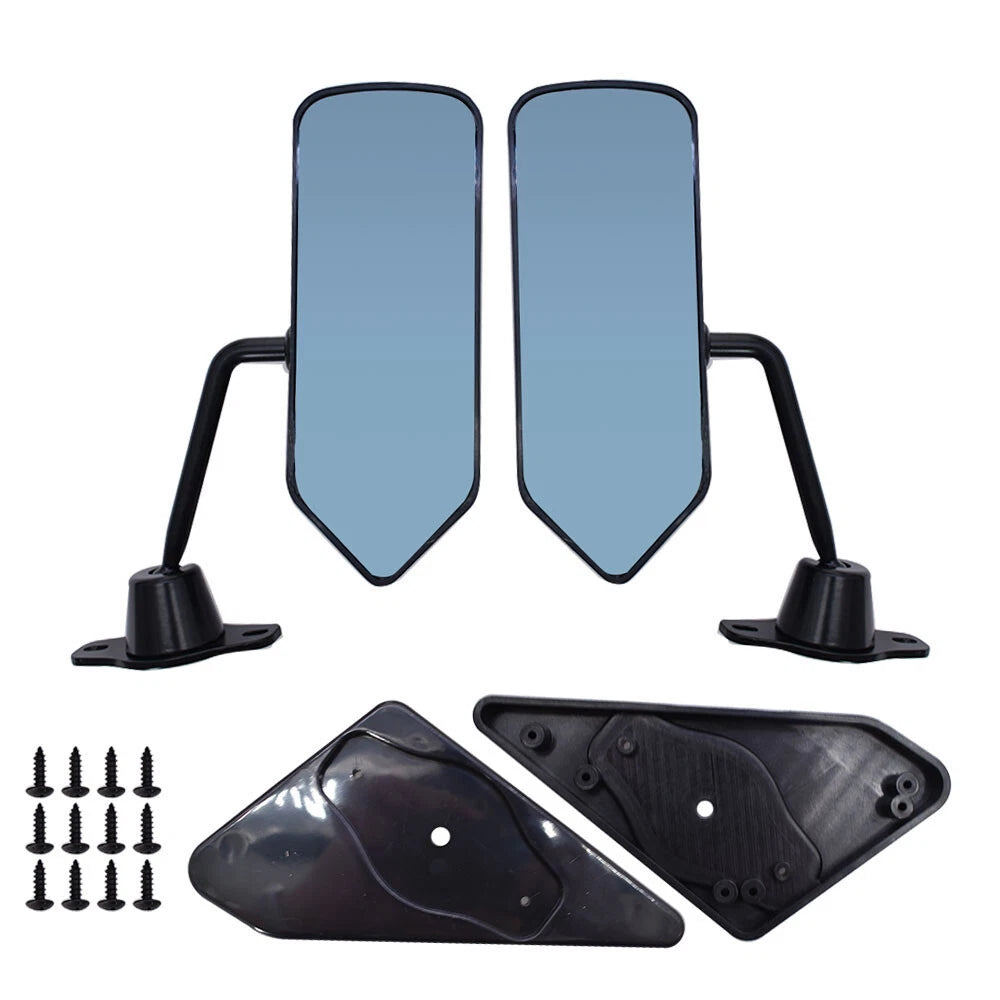 2X Universal F1 Style Racing Rearview Side Wing Mirrors Convex Glass Black