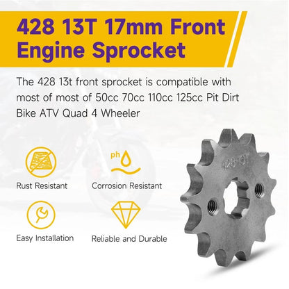 428 13T 17mm Front Engine Sprocket for Motorcycle (Compatible)