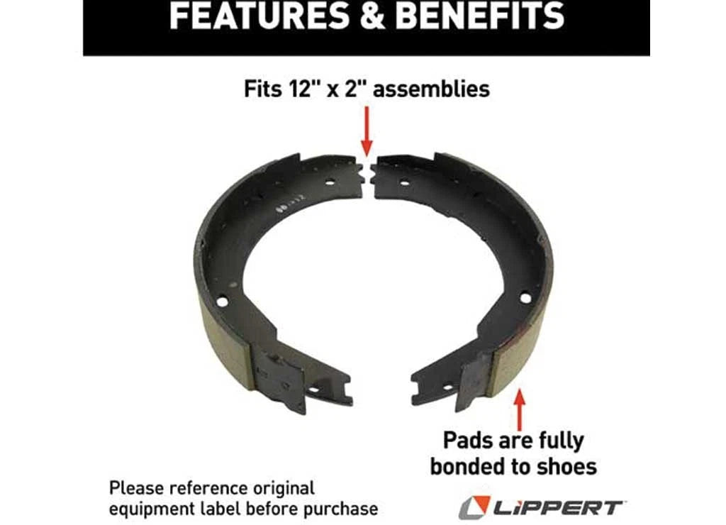 Electric Brake Shoe & Lining Kit for Lippert 12" x 2"