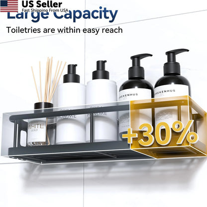 2X Shower Caddy Adhesive Shelves for Rustproof Storage (Black)