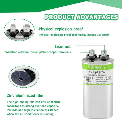 12.5uF 370V CBB65 Run Start Capacitor for Automotive Applications