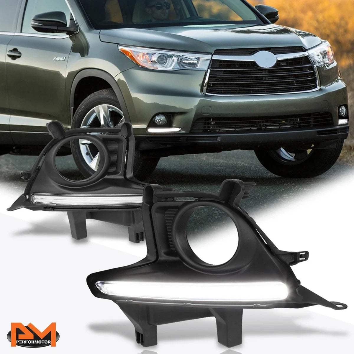 Fog Light Bezel Cover with LED DRL for Highlander XU50 (2014-2016)