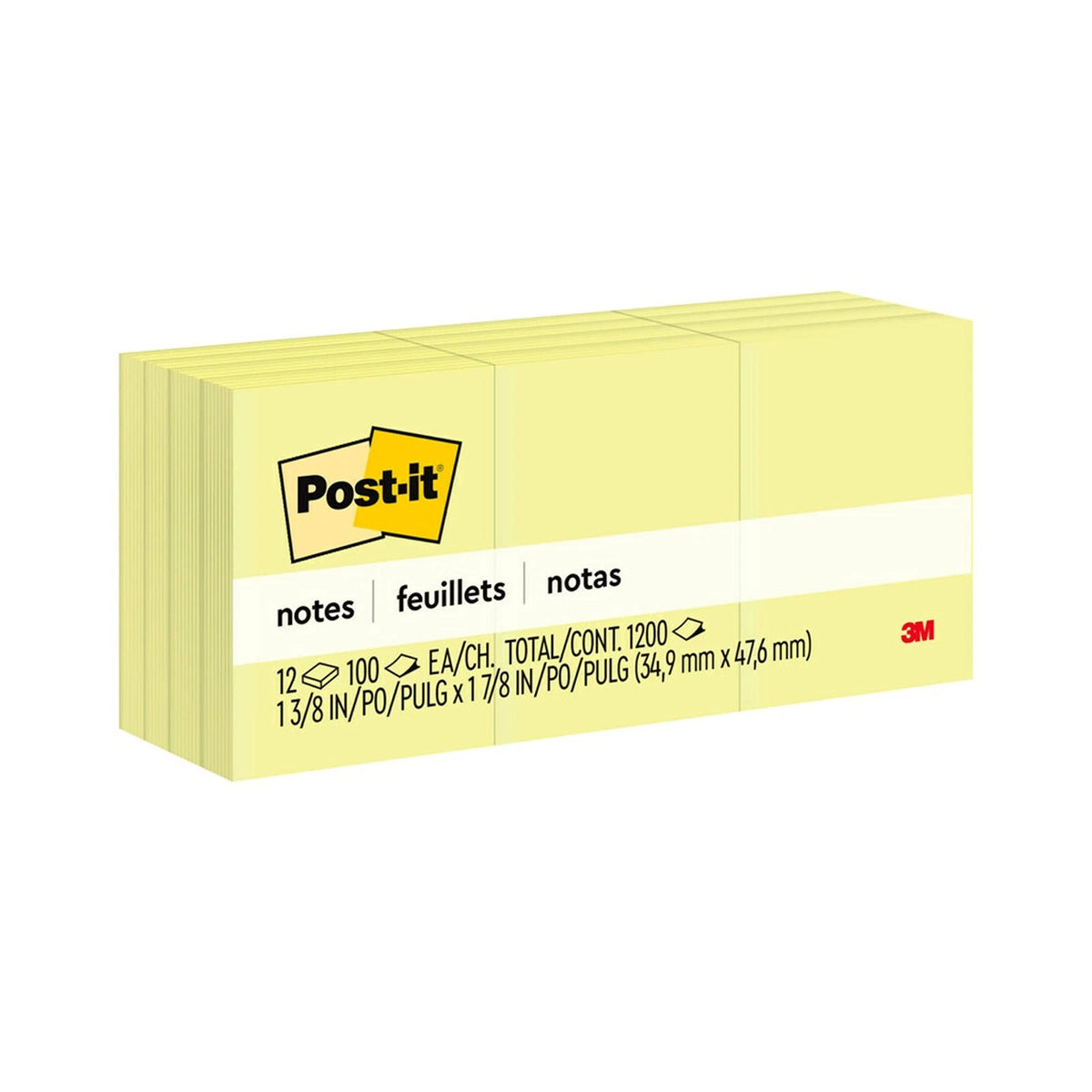 Post-it Notes Canary Yellow 1.6" x 4.6" (Set of 12)