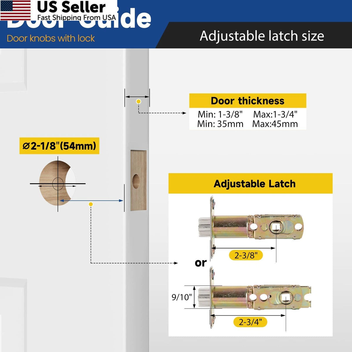 Keyed Entry Door Knob with Lock and Key for (1 Pack)