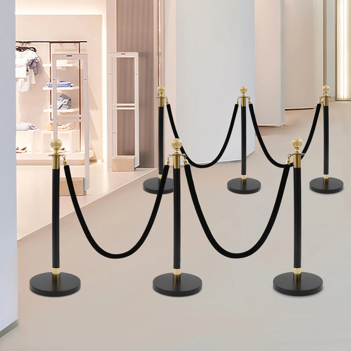 Set of 6 Stanchion Posts for Crowd Control Barriers