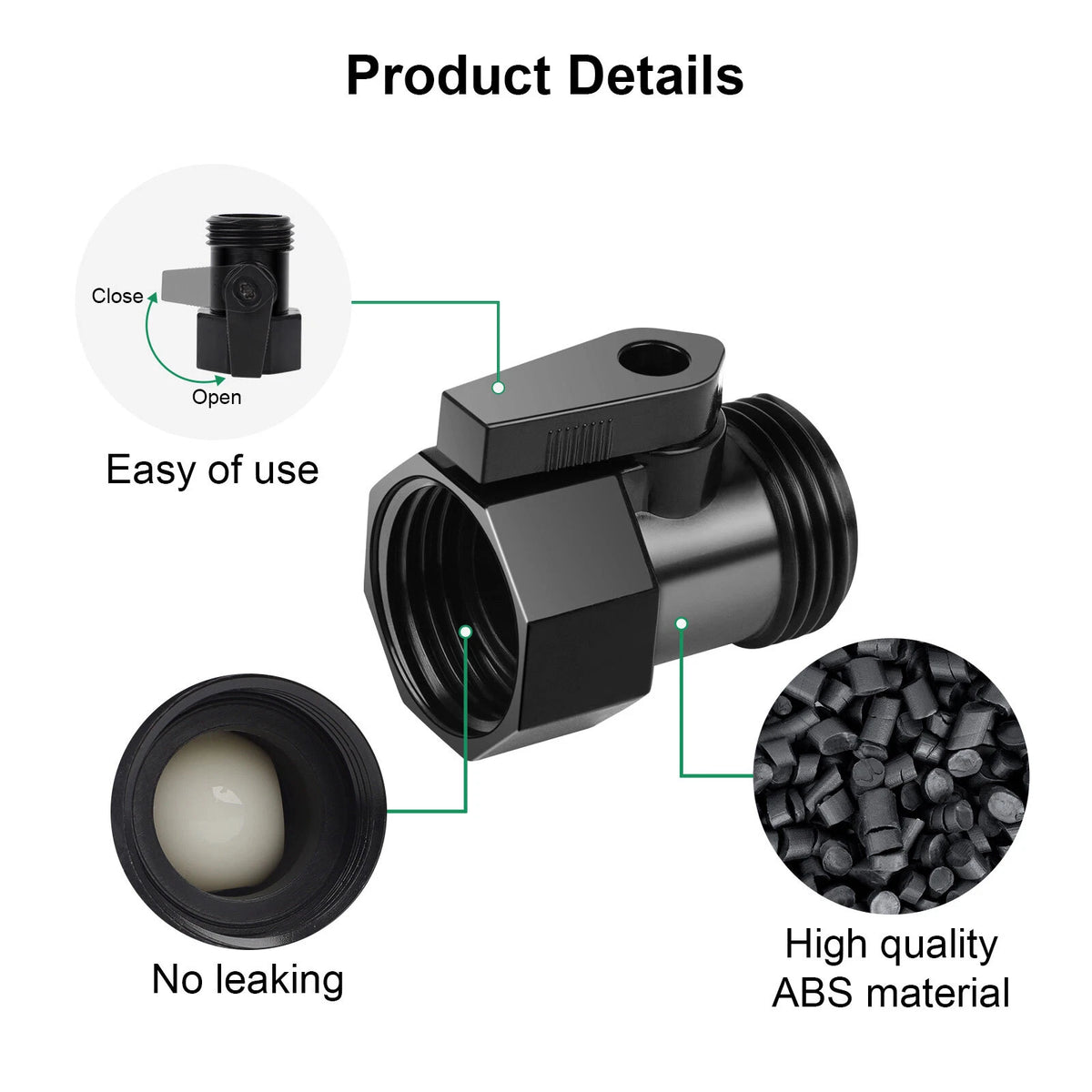 8pcs 3/4" ABS Ball Valve Quick Connect Drain Hose Shut Off Valve