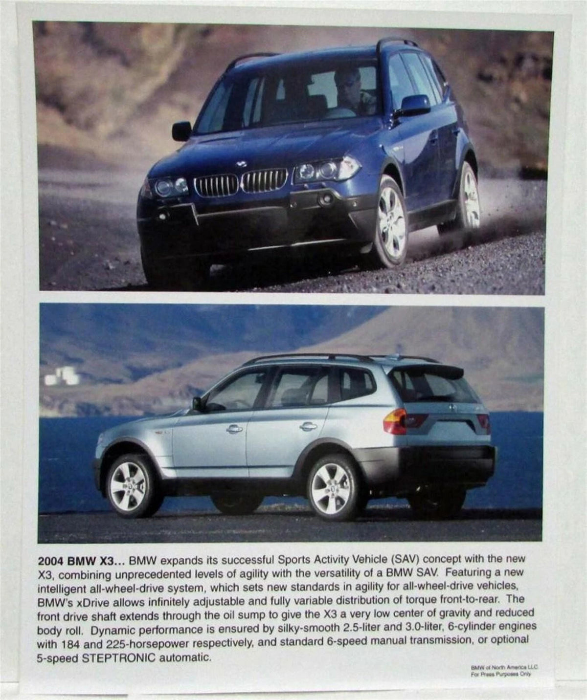 Press Kit for BMW X3 (2004)