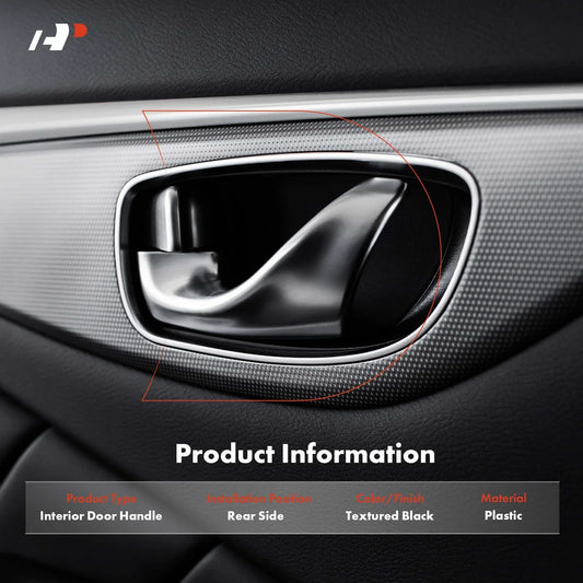 2X Rear Black Plastic Interior Door Handle for Ford F-150 (2009–2014) - 9L3Z1822601AC, CL3Z1822601AB, 90834, 90833