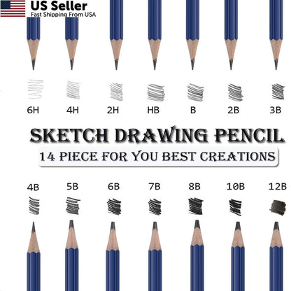 14 PCS Drawing Sketching Graphite Pencil Kit for Artists