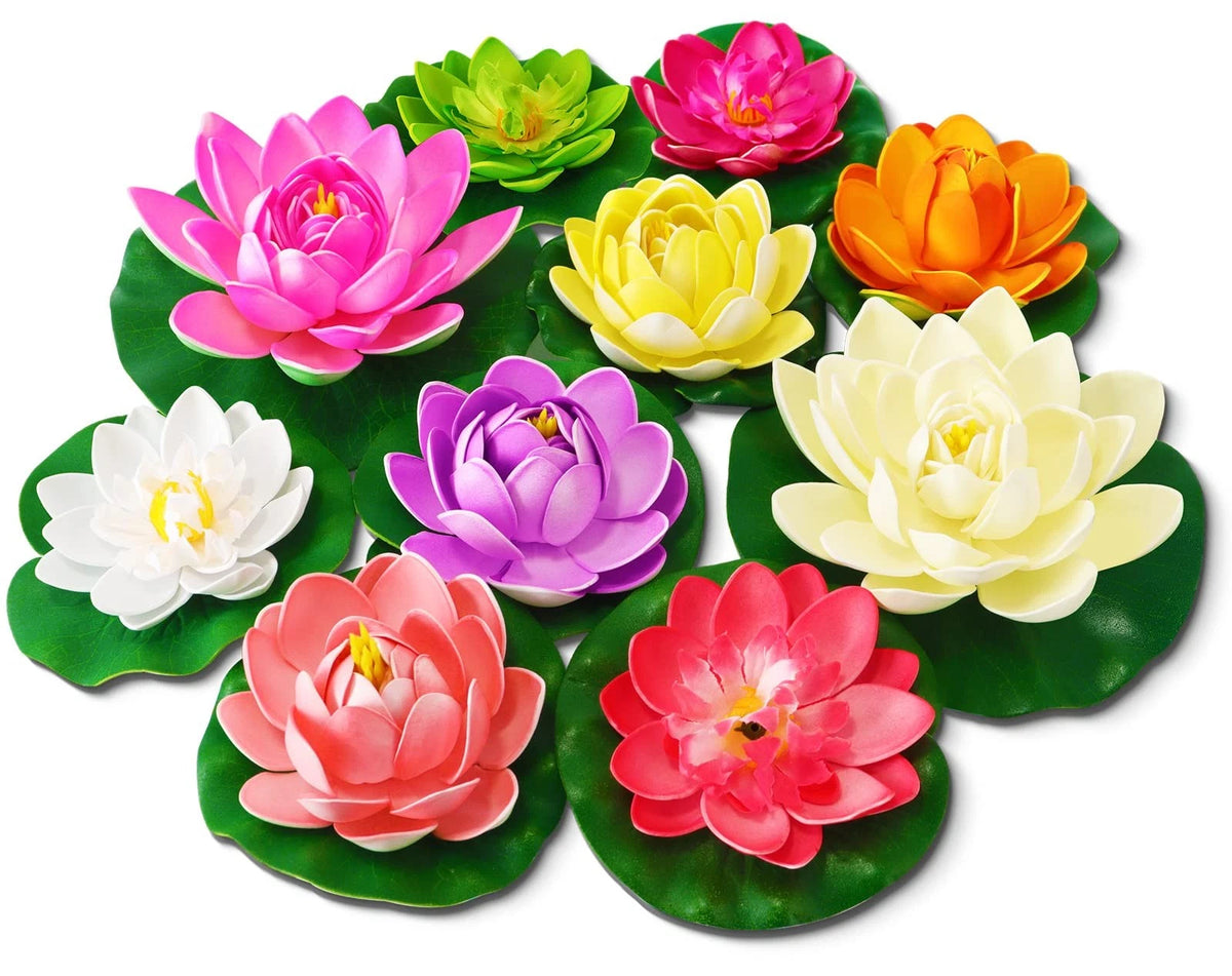 10 Pcs Artificial Lotus Flowers for Pond Pool