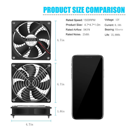 2-Pack 120mm DC 12V Fans for Computer (No Specific Part Numbers)