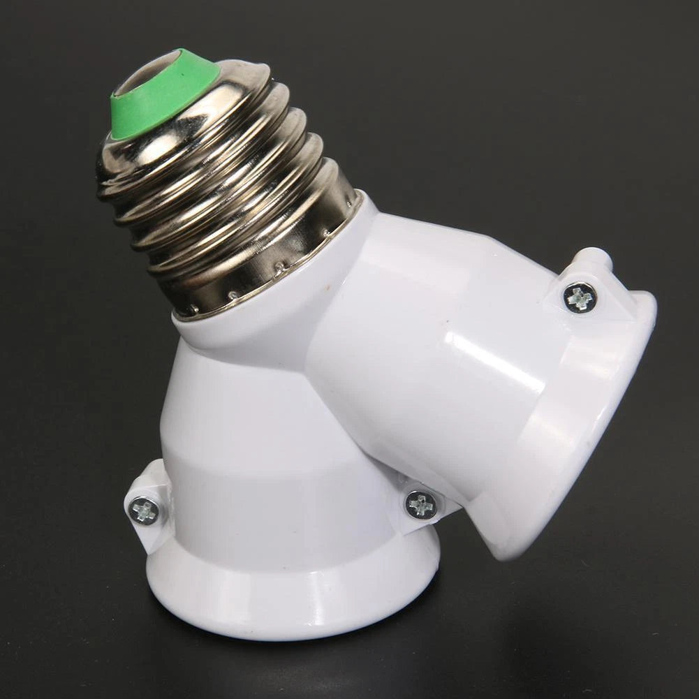 2X E27 Socket Splitter Adapter for Double Bulb Base Light Holder