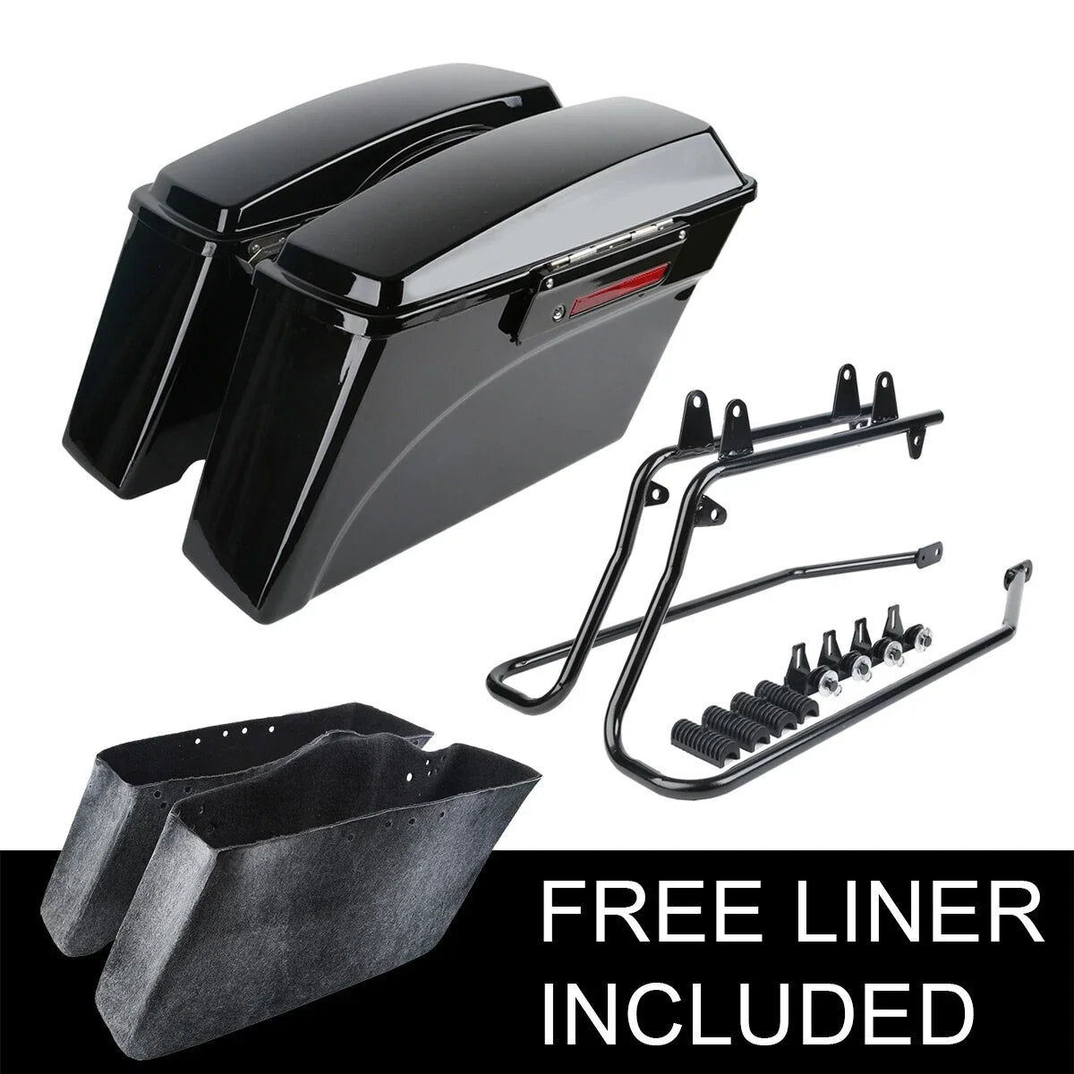 Vivid Black Hard Saddlebag Brackets for Softail 1986–2017 Harley