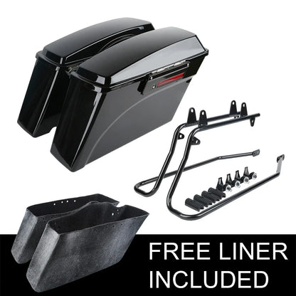 Vivid Black Hard Saddlebag Brackets for Softail 1986–2017 Harley