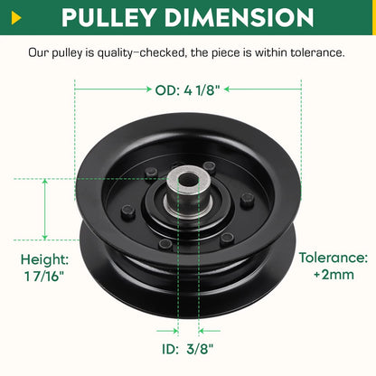 Idler Pulley for Zero Turn Mower Deck (4.125 Inch Outer, 3/8 Inch Bore)