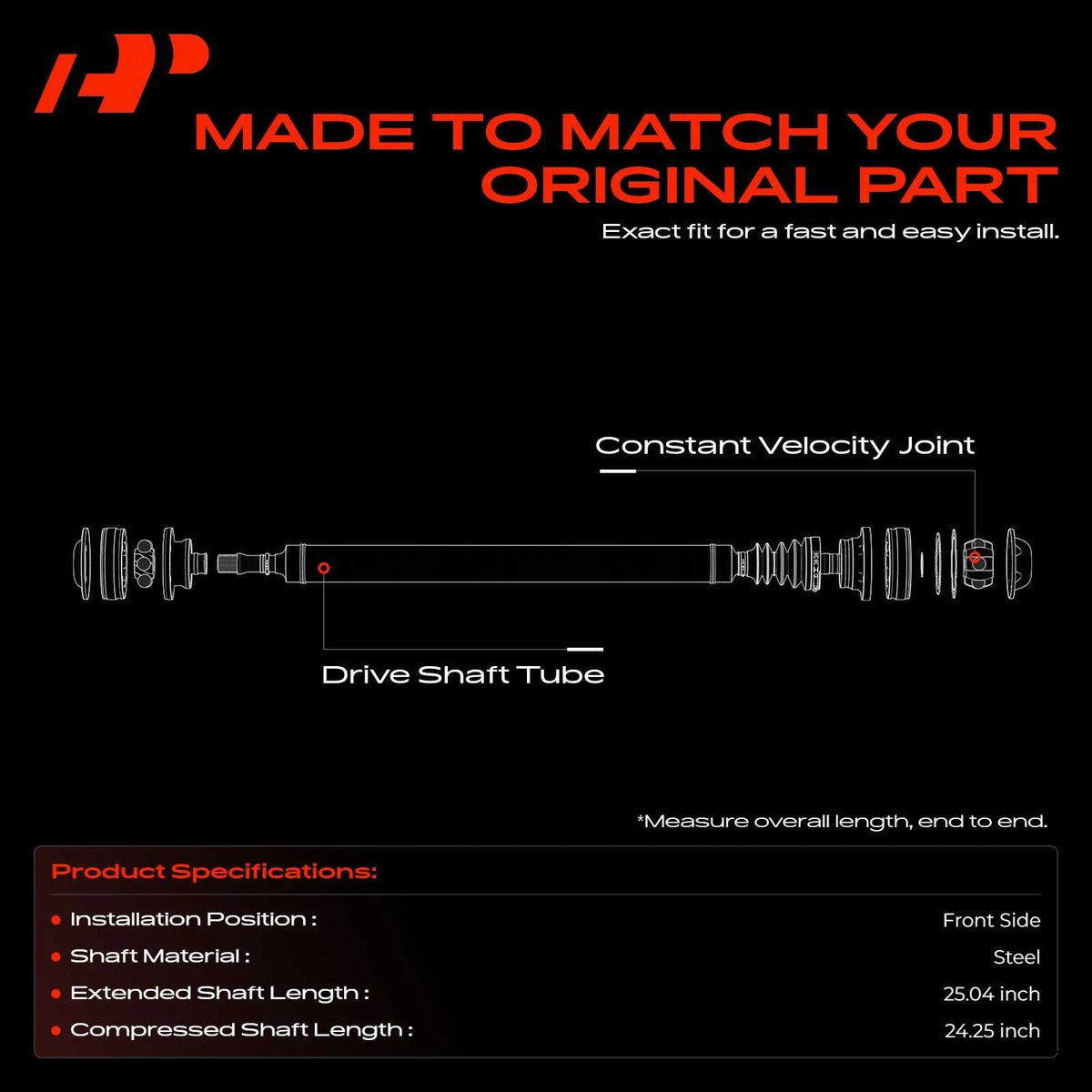 Front Driveshaft Assembly for Mercedes-Benz ML550 GL450 AWD (A1664100501, 1664100501, 938-226)