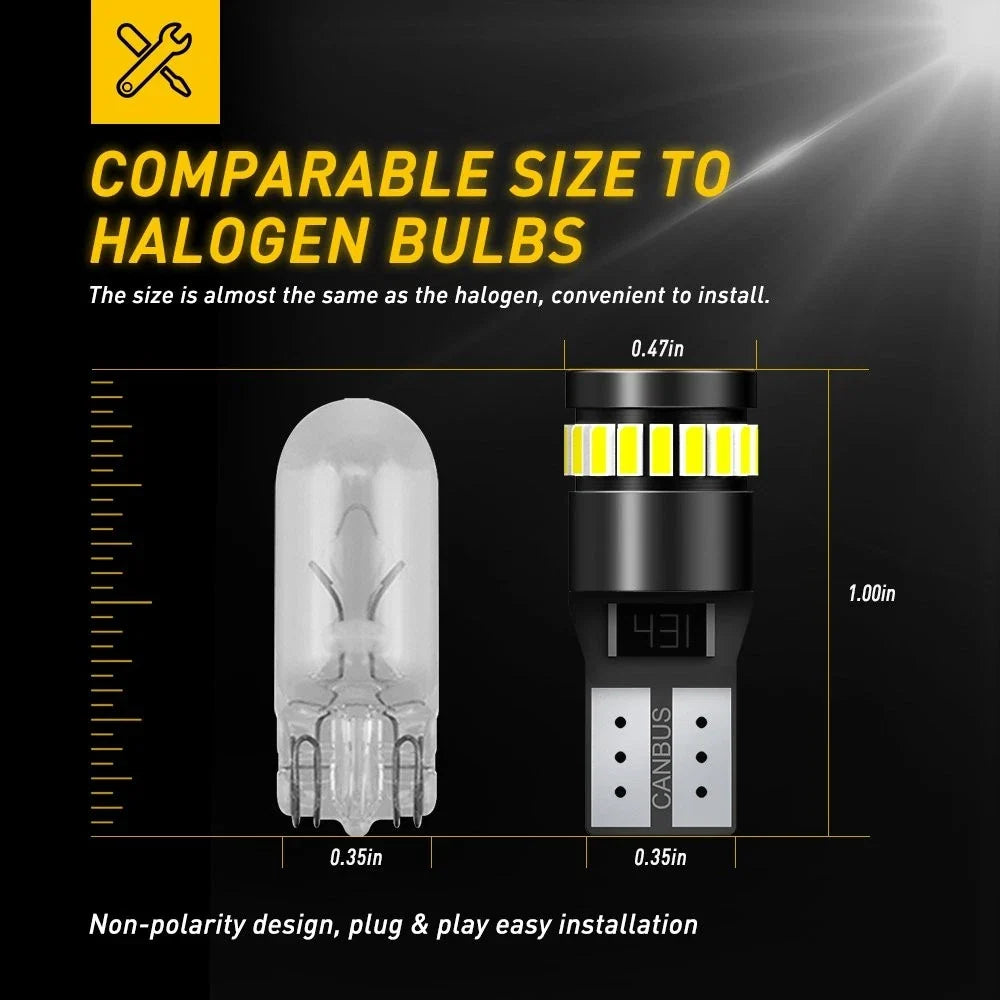 2X LED Bulbs for Interior Lighting (168 192 194 2825 T10)