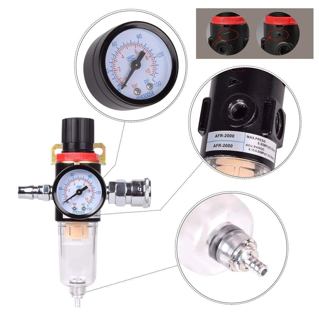 1/4" BSP Air Compressor Moisture Filter Trap Oil Water Separator