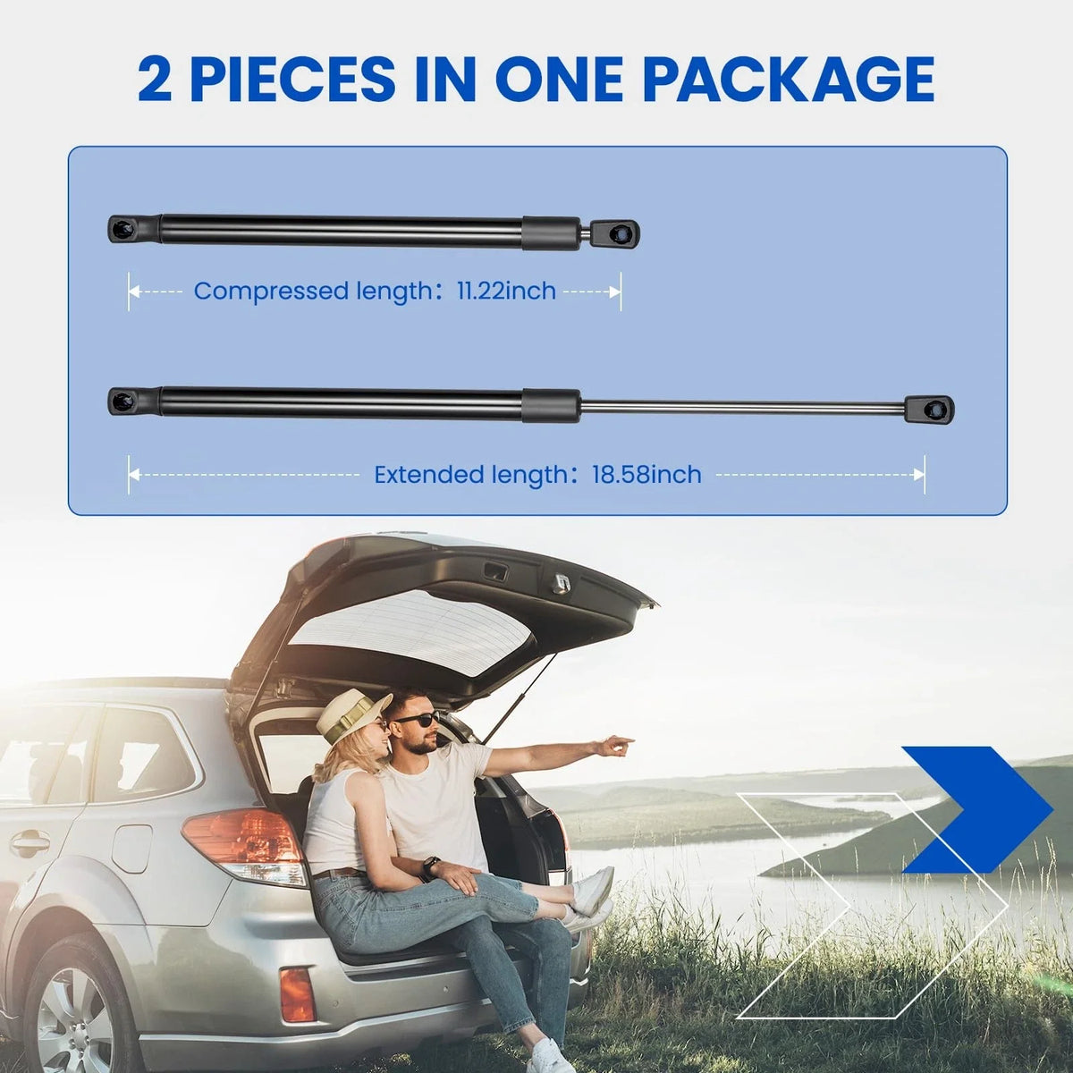 Pair of Tailgate Lift Supports for 2012-2017 Hyundai Accent 1.6L