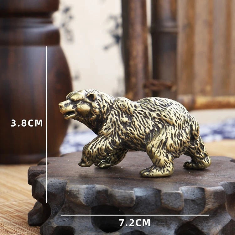 2X Solid Brass Bear Figurine Statues for Home Decor