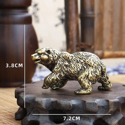 2X Solid Brass Bear Figurine Statues for Home Decor