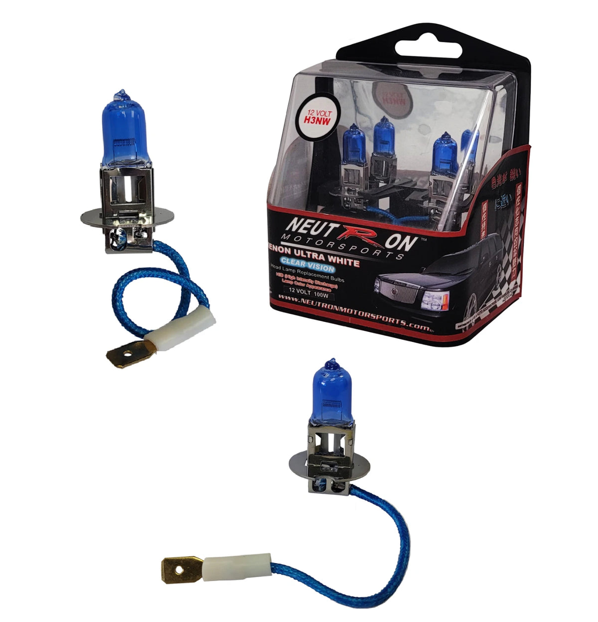 H3 Halogen Headlight Bulbs for Automotive (12V 100W) - Super White
