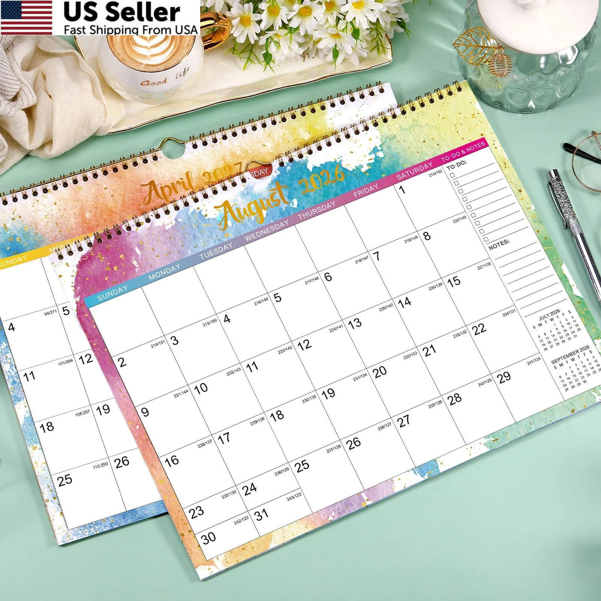 Wall Calendar 2026-2027 - 14.8" x 11.5", White