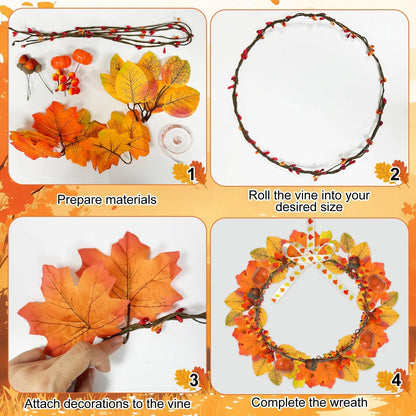 178 PCS Mini Fall Wreath Decorations Kits for DIY Thanksgiving Decor
