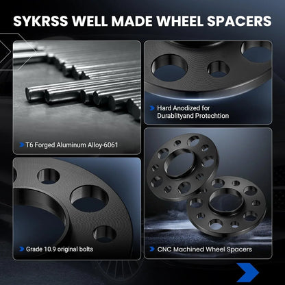 Set of 2 Wheel Spacers 12mm for Volkswagen Tiguan, Jetta, Audi A3, R8 2006-2023