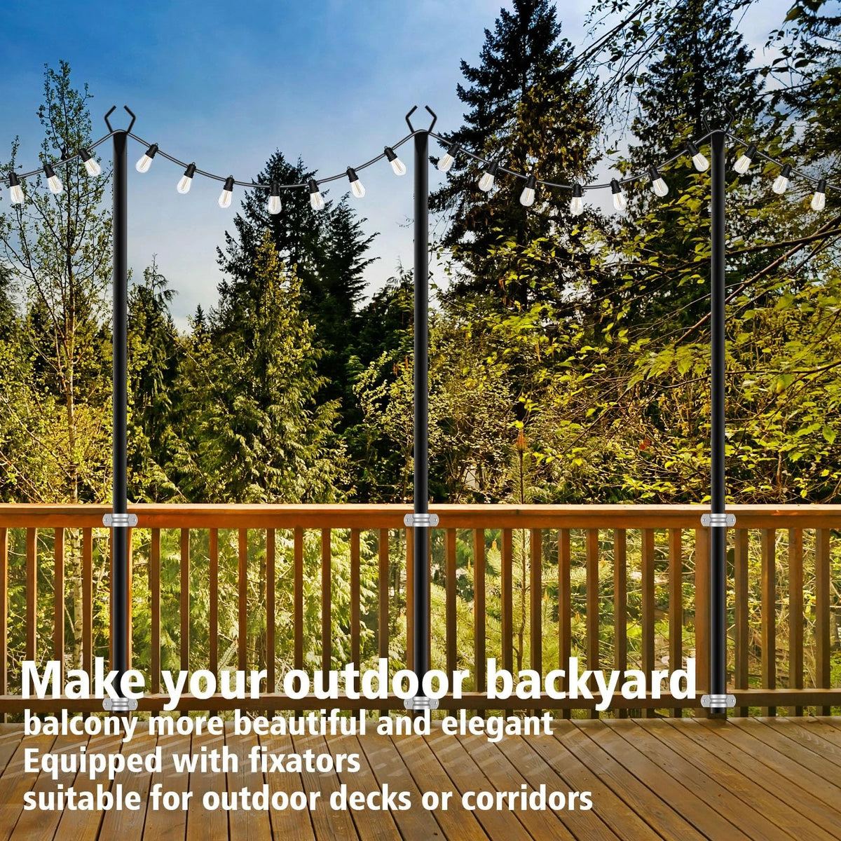 4 Pack String Light Poles for Outdoor Use (10Ft)