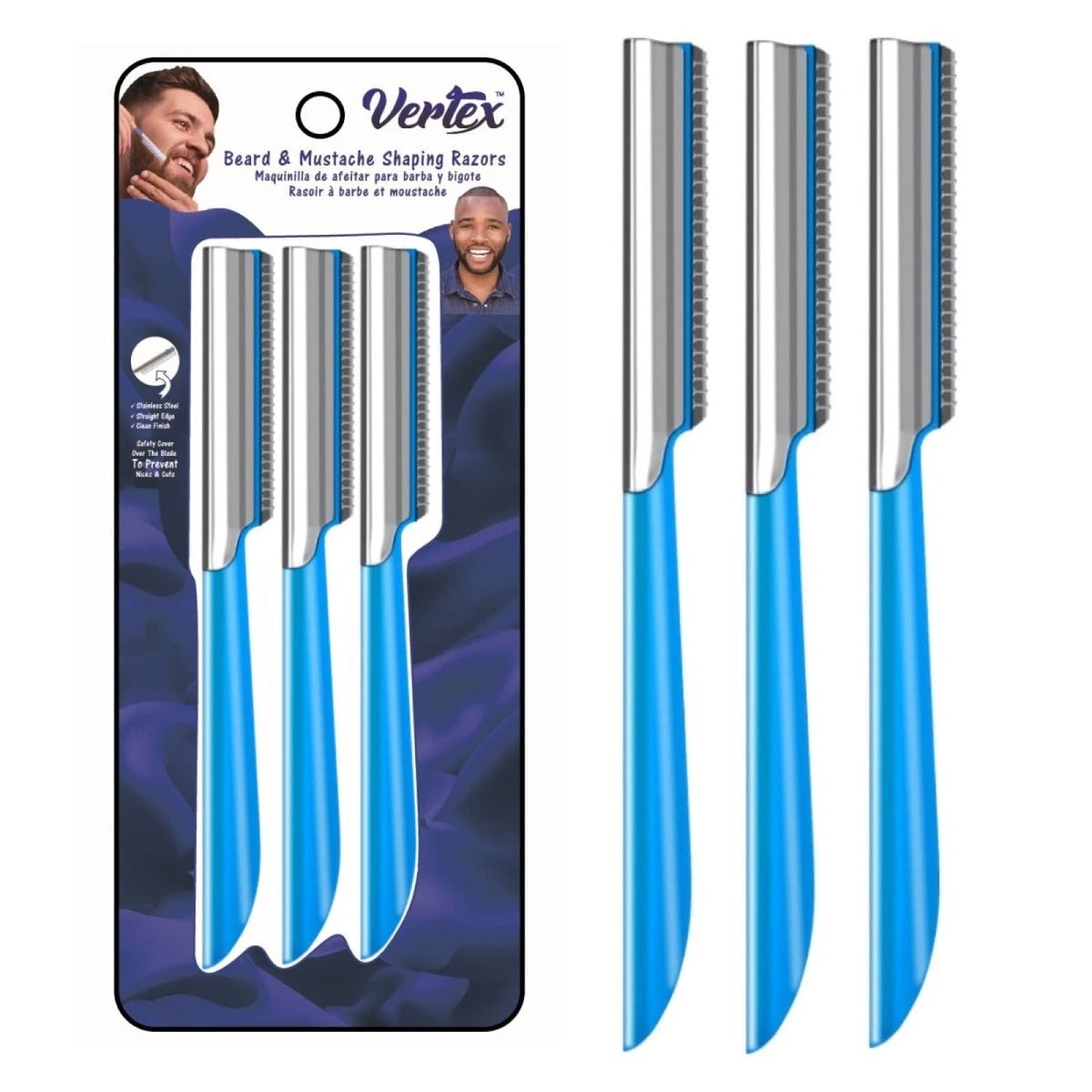 Beard Shaping Razor Tool for Mustache (1 Count) - Straight Edge, Blue