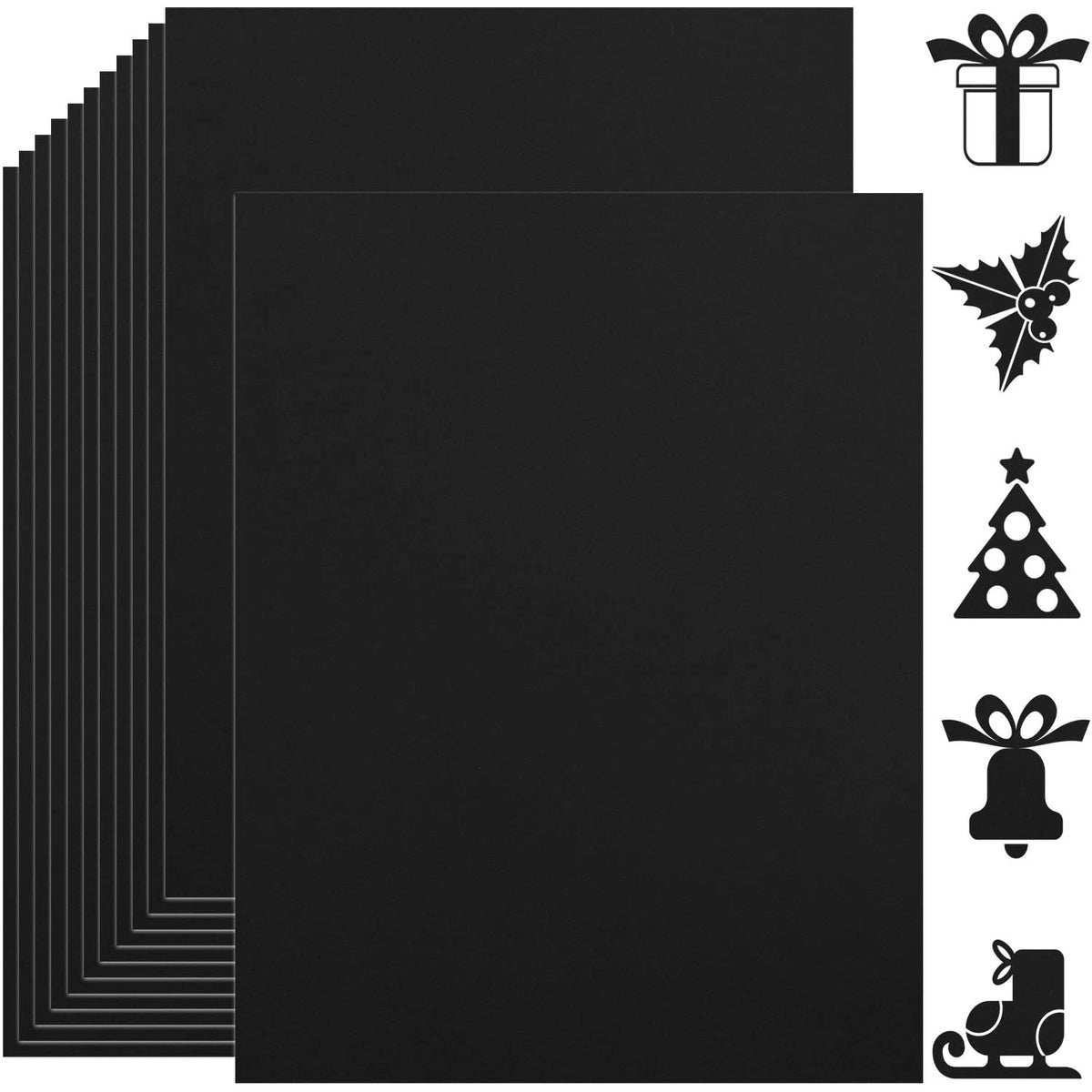 25 Sheets Black Cardstock Paper 8.5" x 11"