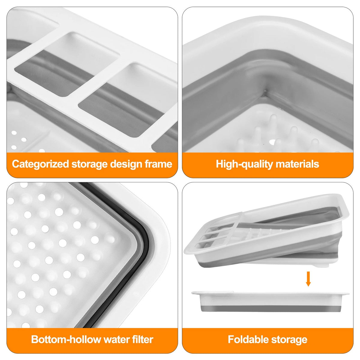 Foldable Dish Rack for Over Sink Countertop Dryer (Space Saver)