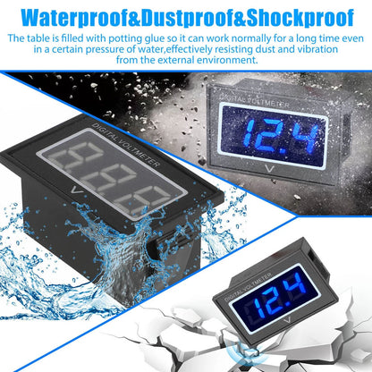 2Pcs LED Digital Volt Meter Battery Gauge for Golf Cart (Club Car, EZGO, Yamaha)