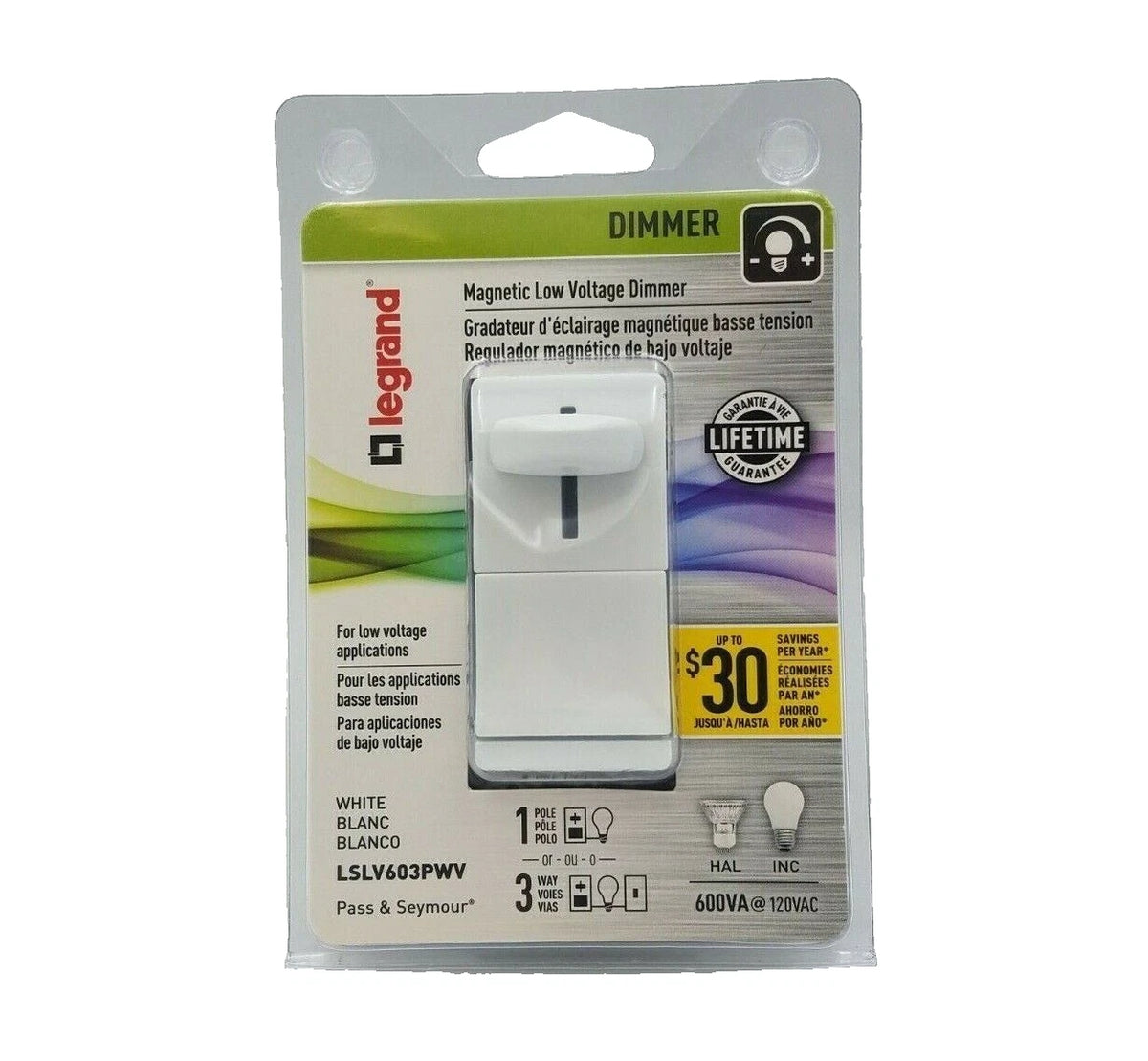 Magnetic Low Voltage Dimmer for Pass Seymour Legrand LSLV603PWV (1P 3 Way)