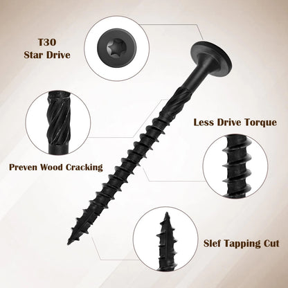50Pcs 6 Inch Rust Resistant Deck Screws for Structural Wood