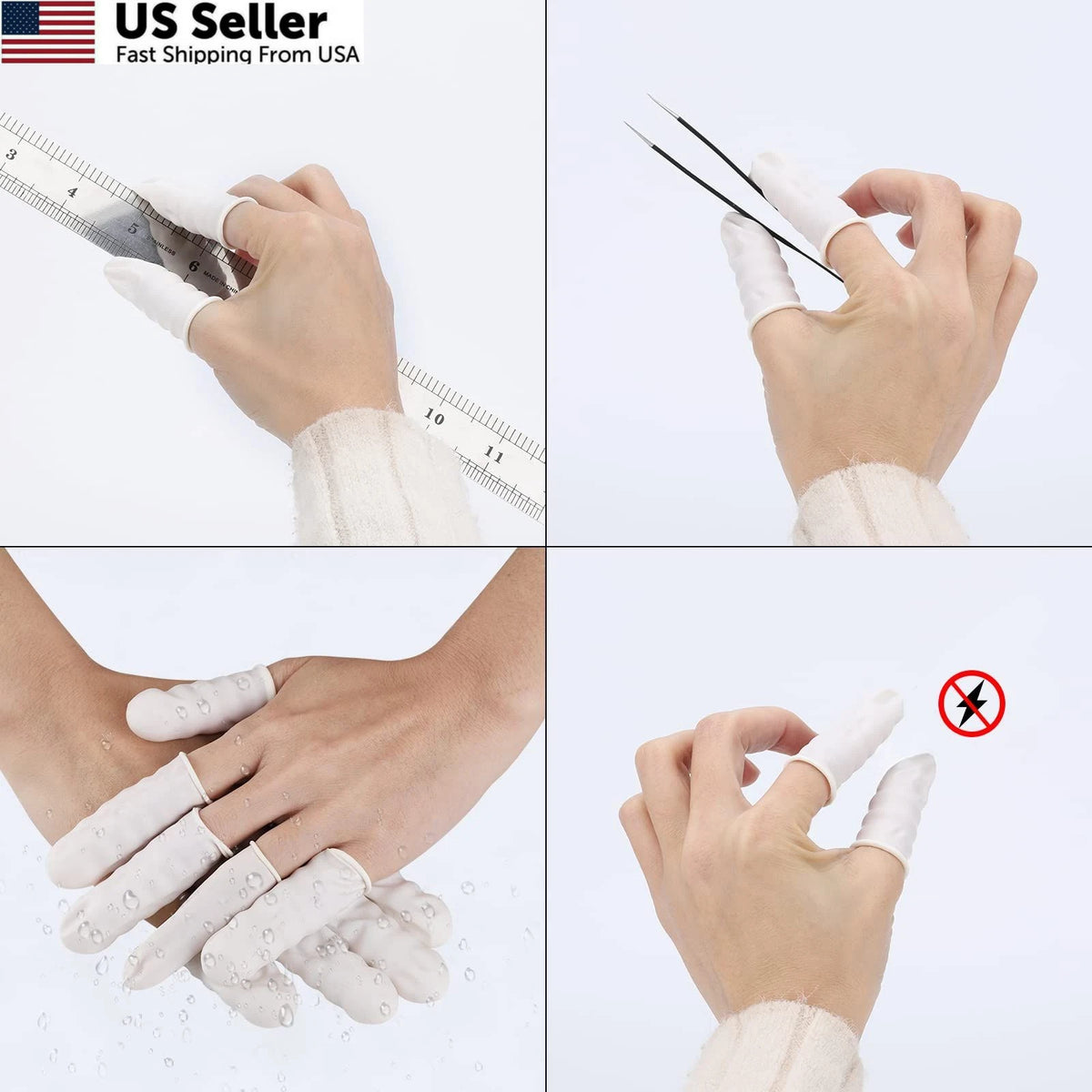 300 Pcs Finger Cots for Protective Fingertips (Small, White)