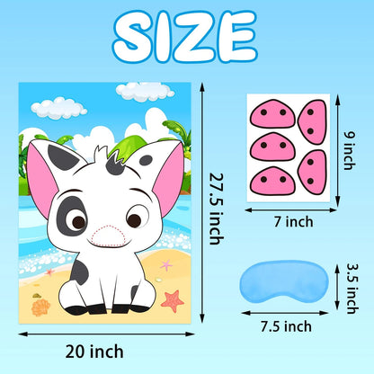 Pin the Nose on Pig Game for Moana Party Decorations (Kids)