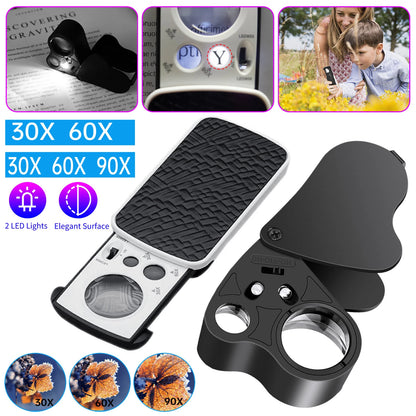 2X Jewelry Magnifier with LED Light for Pocket Use