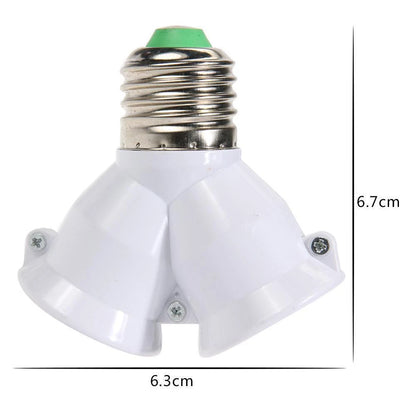 2X E27 Socket Splitter Adapter for Double Bulb Base Light Holder