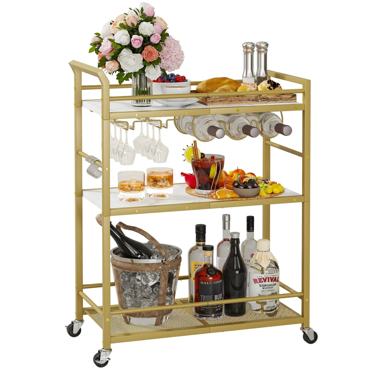 Mini Bar Cart with Wine Rack for Compact Spaces