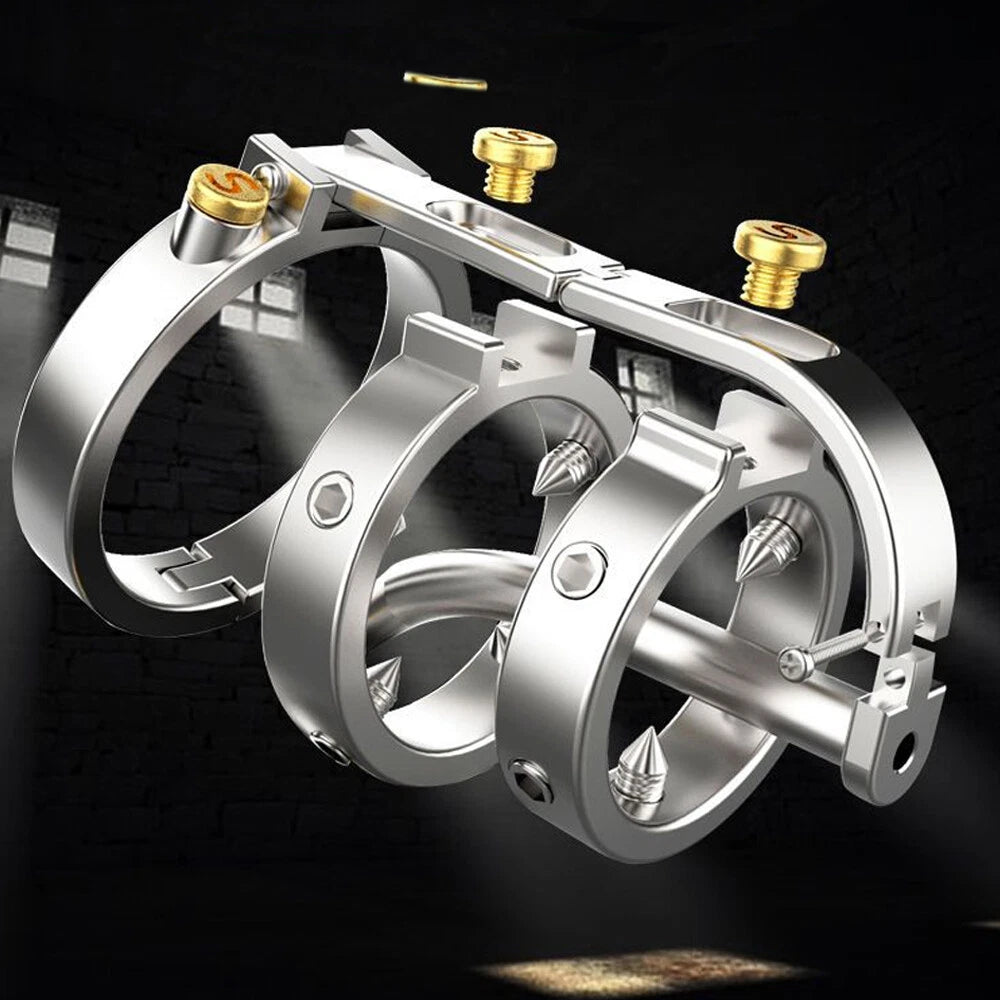 Metal Chastity Lock Cage Tube Stimulator for Male