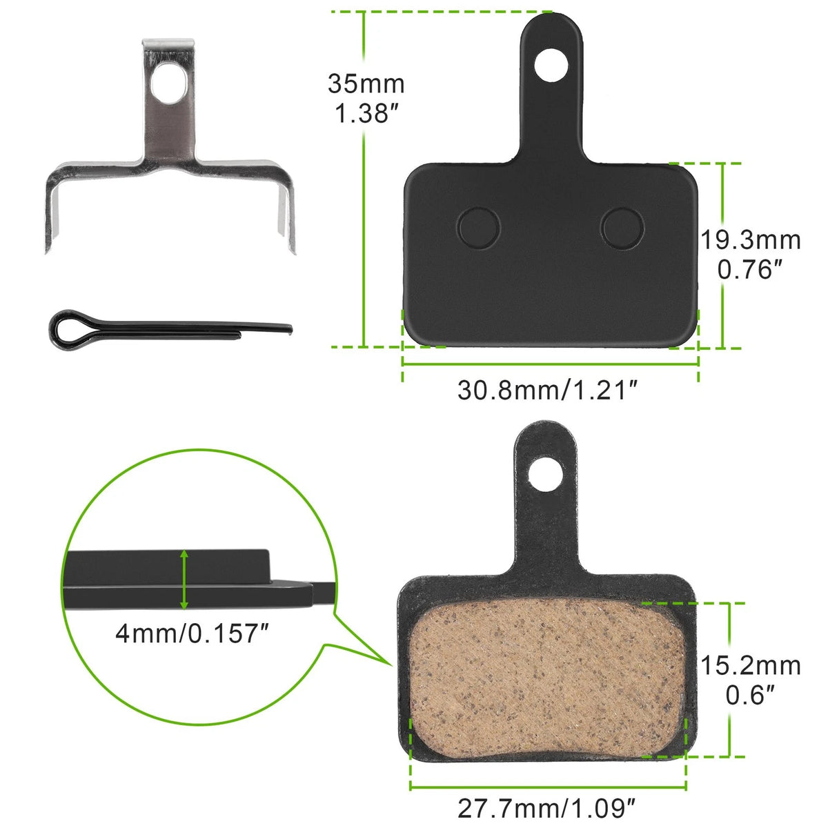 4 Pairs Metal Ebike Brake Pads for Noise Free Disc Standard