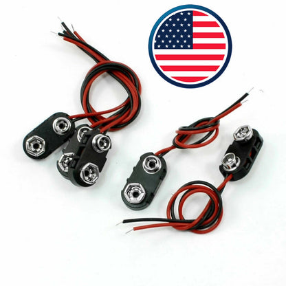 100pcs 9V Battery Connector Snap Clip with 15cm Wire Lead Holder