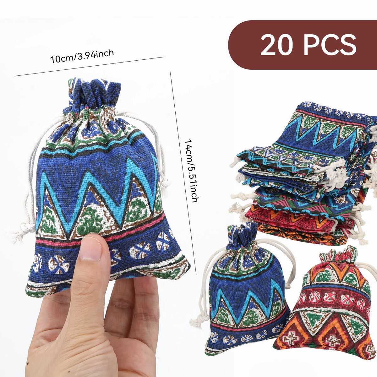 20PCS Drawstring Gift Bag Set for Party Wedding Holiday